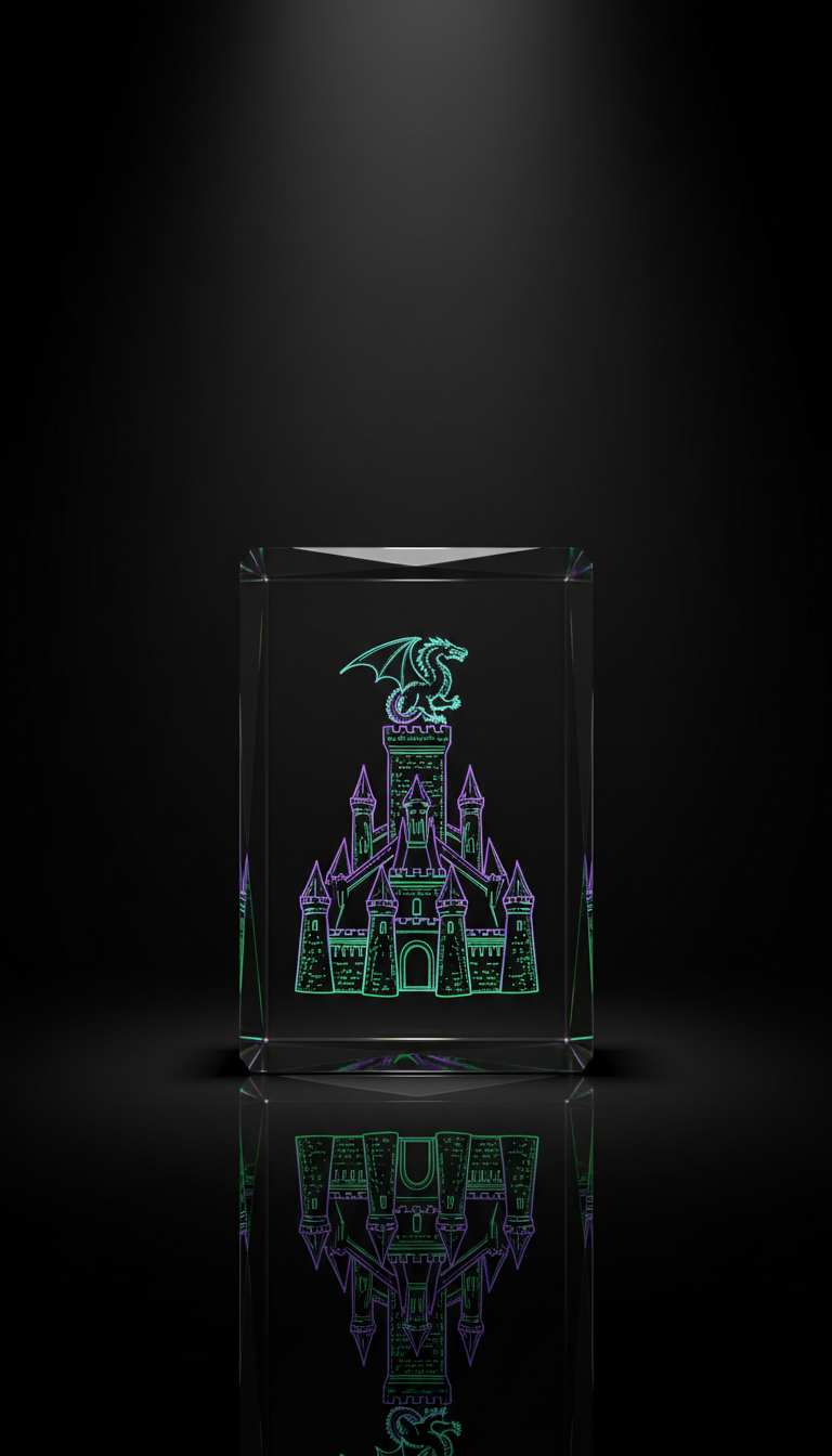 Crystal Block With Abyssal Dragon